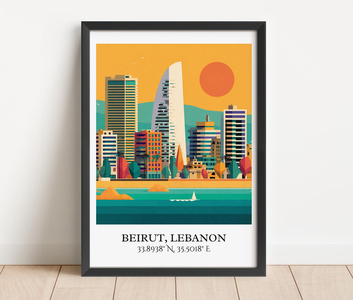 Beirut Lebanon Art, Lebanon Retro Travel Art, Beirut Home Decor, Beirut Gift, Beirut Lebanon Travel Art, Travel Prints, Housewarming Gift