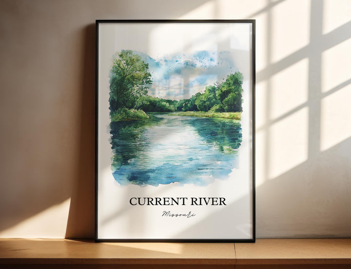 Current River Wall Art, Ozarks Print, Missouri Watercolor Art, Current River MO Gift, Travel Print, Travel Poster, Housewarming Gift