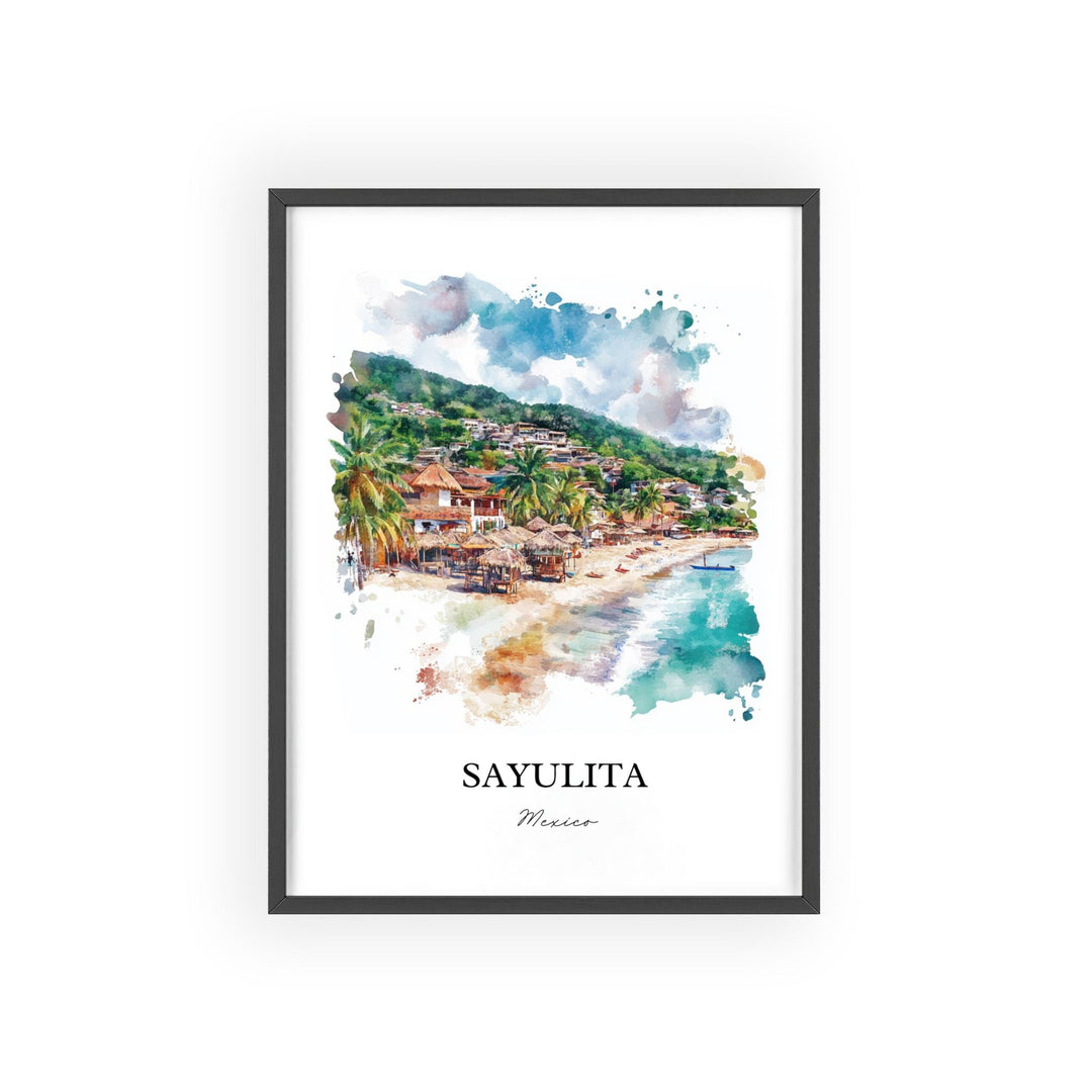 Sayulita Wall Art, Sayulita Mexico Print, Mexico Watercolor Art, Puerto Vallarta Gift, Travel Print, Travel Poster, Housewarming Gift