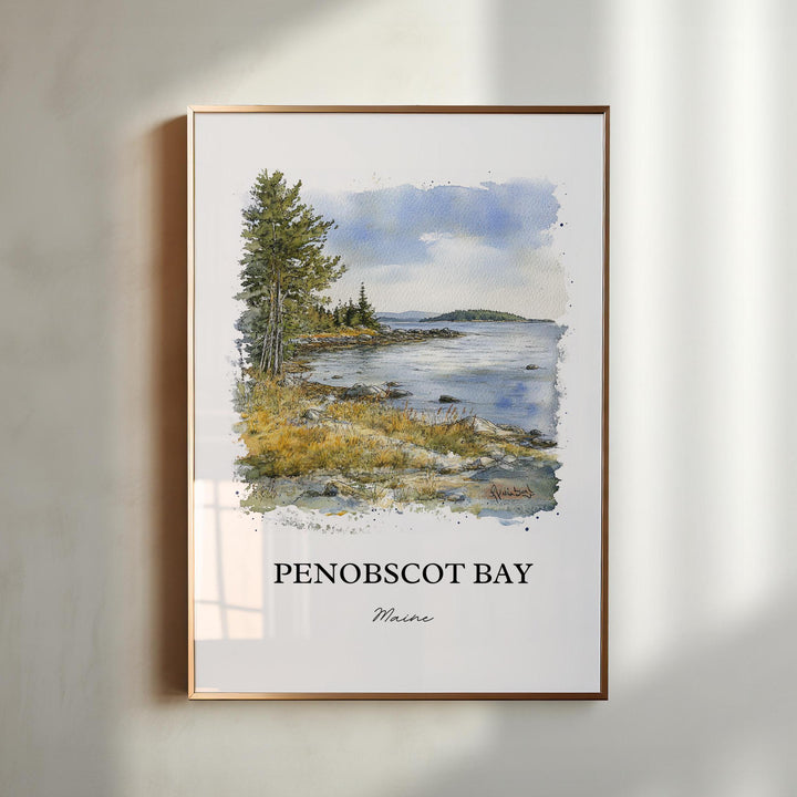 Penobscot Bay Wall Art, Belfast Maine Print, Maine Watercolor Art, Penobscot Bay Gift, Travel Print, Travel Poster, Housewarming Gift