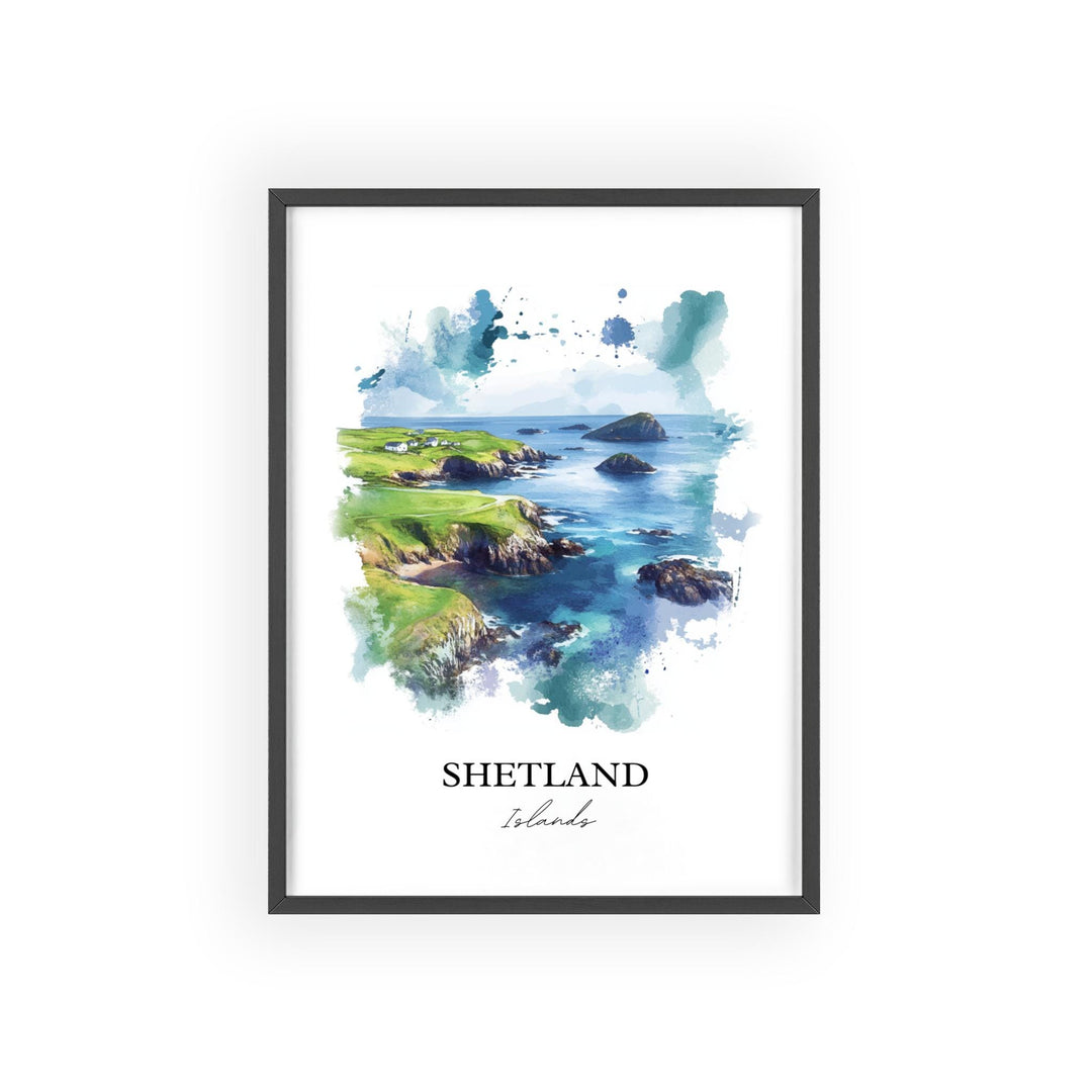 Shetland Islands Wall Art, Orkney Print, Scotland Watercolor Art, Shetland Islands Gift, Travel Print, Travel Poster, Housewarming Gift