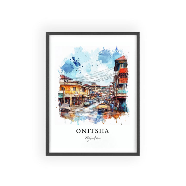 Onitsha Nigeria Wall Art, Nigeria Print, Nigeria Watercolor Art, Onitsha Nigeria Gift, Travel Print, Travel Poster, Housewarming Gift