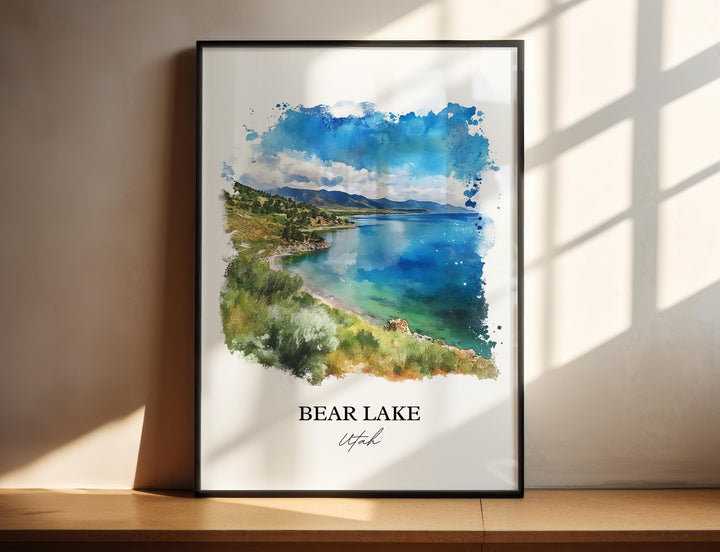 Bear Lake UT Wall Art, Garden City UT Print, Utah Watercolor Art, Bear Lake Gift, Travel Print, Travel Poster, Housewarming Gift