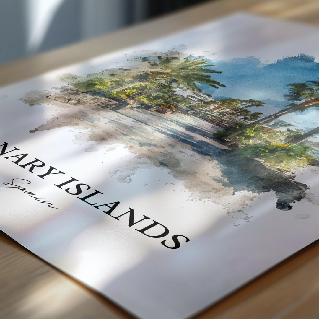 Canary Islands Wall Art, Canaries Print, Spain Watercolor Art, Canary Islands Gift, Canary Island Print, Travel Poster, Housewarming Gift