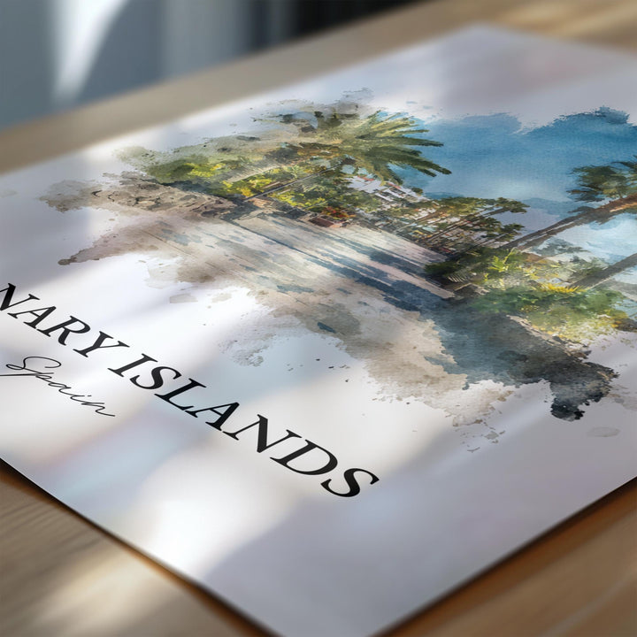 Canary Islands Wall Art, Canaries Print, Spain Watercolor Art, Canary Islands Gift, Canary Island Print, Travel Poster, Housewarming Gift