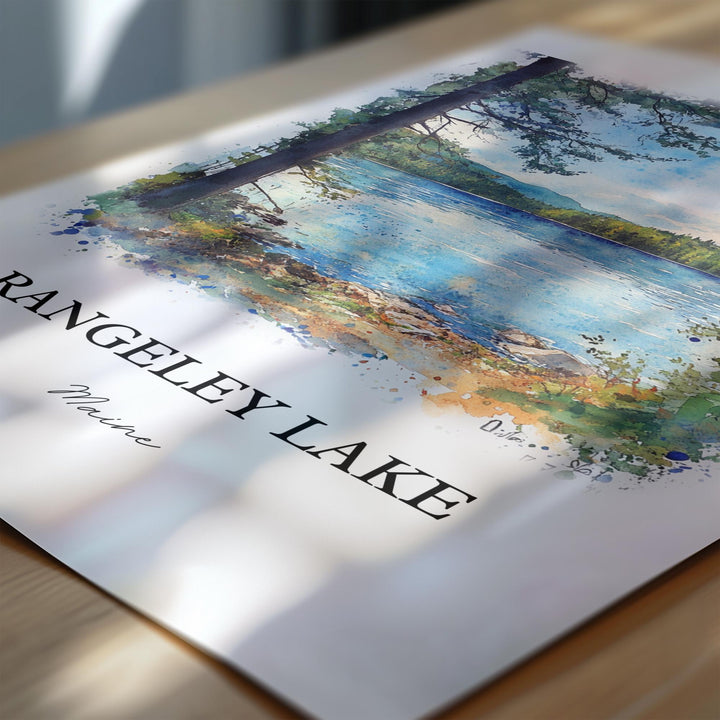 Rangeley Lake Wall Art, Franklin County ME Print, Maine Watercolor Art, Rangeley Lake Gift, Travel Print, Travel Poster, Housewarming Gift