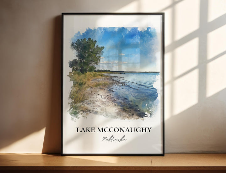 Lake McConaughy Wall Art, Keith County Print, Nebraska Watercolor Art, McConaughy Lake Gift, Travel Print, Travel Poster, Housewarming Gift