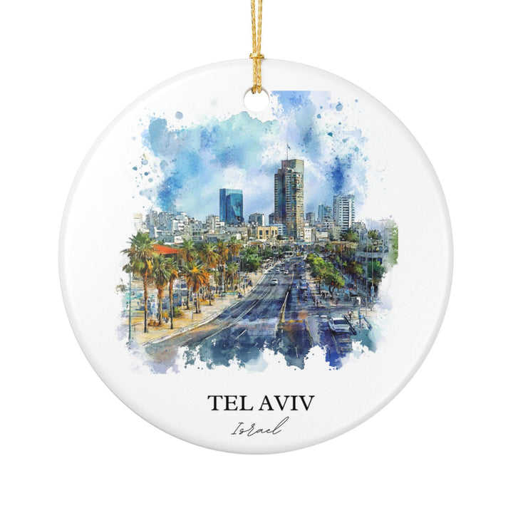 Tel Aviv Israel Ornament: Unique Tel Aviv Souvenir, Tel Aviv Xmas Decor, and Authentic Tel Aviv Israel Gift