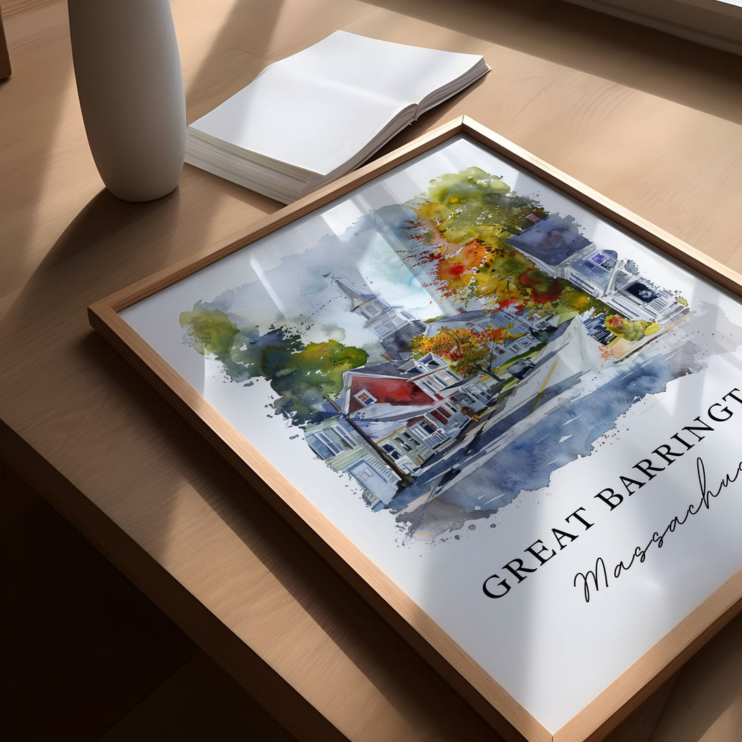 Great Barrington Wall Art, Great Barrington MA Print, Great Barrington Watercolor,