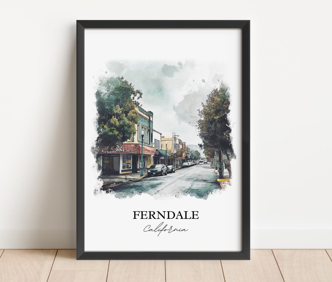 Ferndale California Wall Art, Humboldt County CA Print, Holland Watercolor, Ferndale CA Gift, Travel Print, Travel Poster, Housewarming Gift