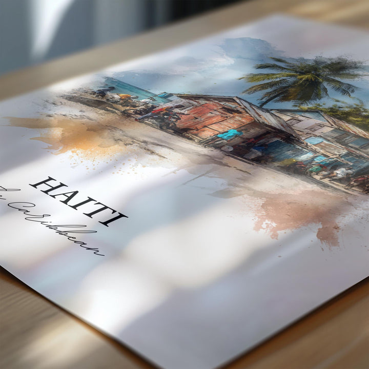 Haiti Wall Art, Haiti Print, Haiti Watercolor Art, Caribbean Islands Gift, Travel Print, Travel Poster, Housewarming Gift