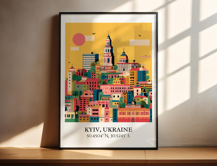 Kyiv Art, Kyiv Retro Travel Art, Kyiv Ukraine Home Decor, Ukraine Gift, Ukraine Travel Art, Travel Prints, Housewarming Gift