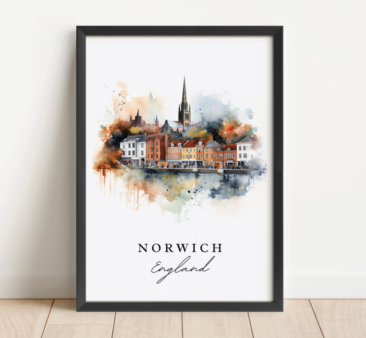 Norwich England wall art - England, Norwich poster, Norwich UK Wedding gift, Birthday present, Custom Text, Personalized Gift