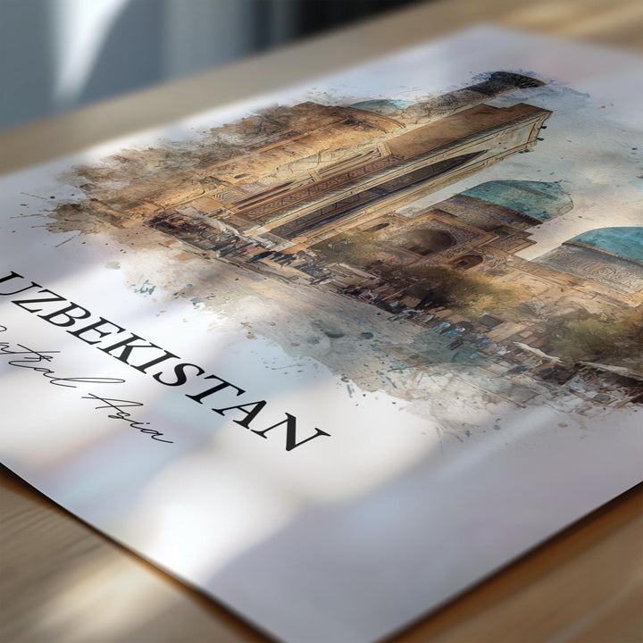 Uzbekistan Wall Art, Uzbekistan Print, Uzbekistan Watercolor Art, Uzbekistan Gift, Travel Print, Travel Poster, Housewarming Gift