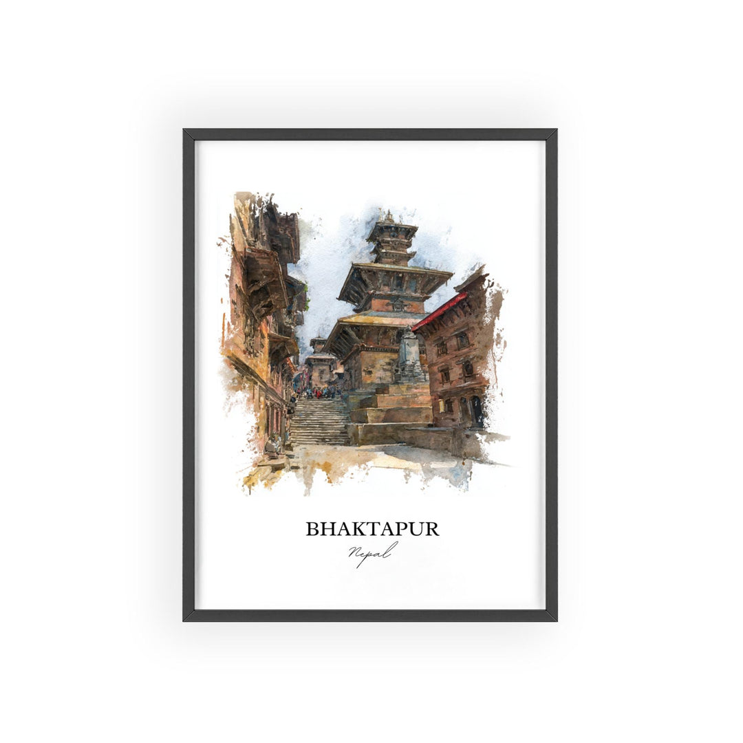 Bhaktapur, Nepal – Watercolor Art Print