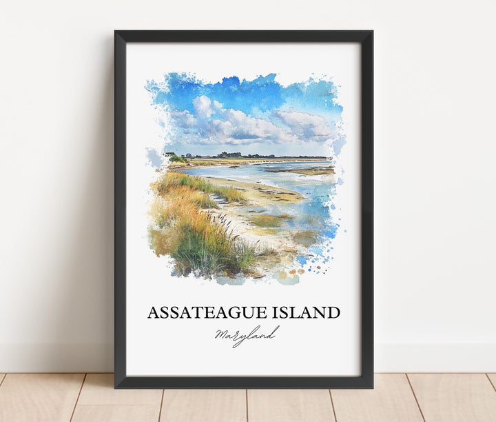Assateague Island Wall Art, Delmarva Print, Maryland Watercolor Art, Assateague Island Gift, Travel Print, Travel Poster, Housewarming Gift