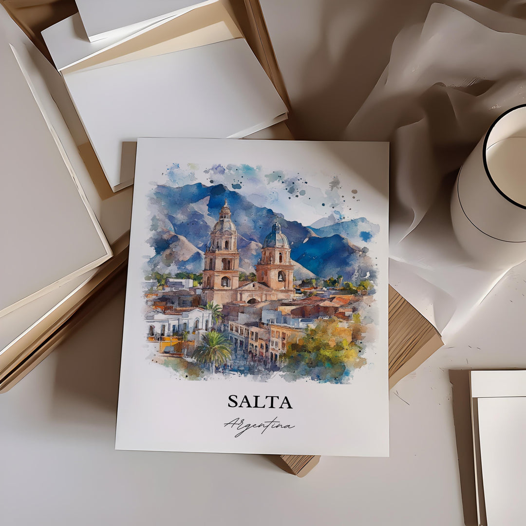 Salta Argentina Wall Art, Argentina Print, Argentina Watercolor Art, Salta Argentina Gift, Travel Print, Travel Poster, Housewarming Gift