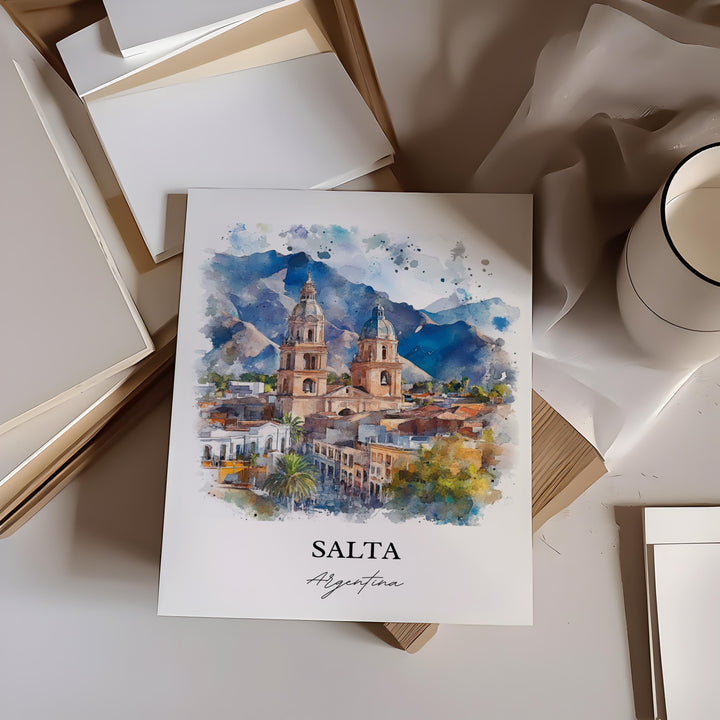 Salta Argentina Wall Art, Argentina Print, Argentina Watercolor Art, Salta Argentina Gift, Travel Print, Travel Poster, Housewarming Gift