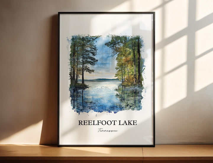 Reelfoot Lake Wall Art, Tiptonville TN Print, Tennessee Watercolor Art, Reelfoot Lake Gift, Travel Print, Travel Poster, Housewarming Gift