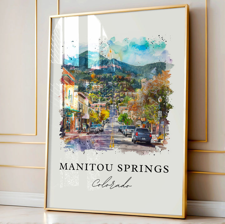 Manitou Springs Art, Manitou Springs CO Print, Pikes Peak Watercolor, Manitou Springs Gift,