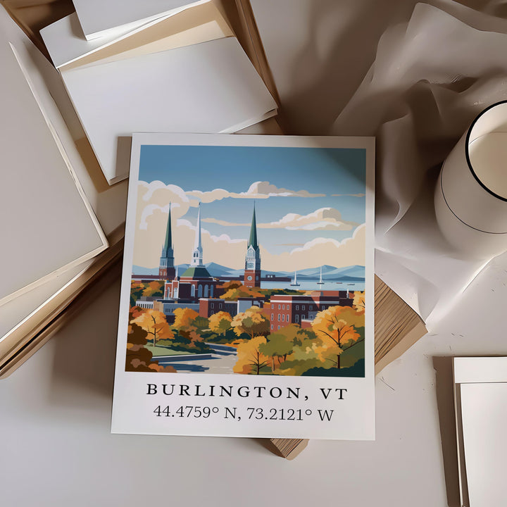 Burlington VT wall art - Vermont, Burlington poster, Burlington Vermont Wedding gift, Birthday present, Custom Text, Personalized Gift