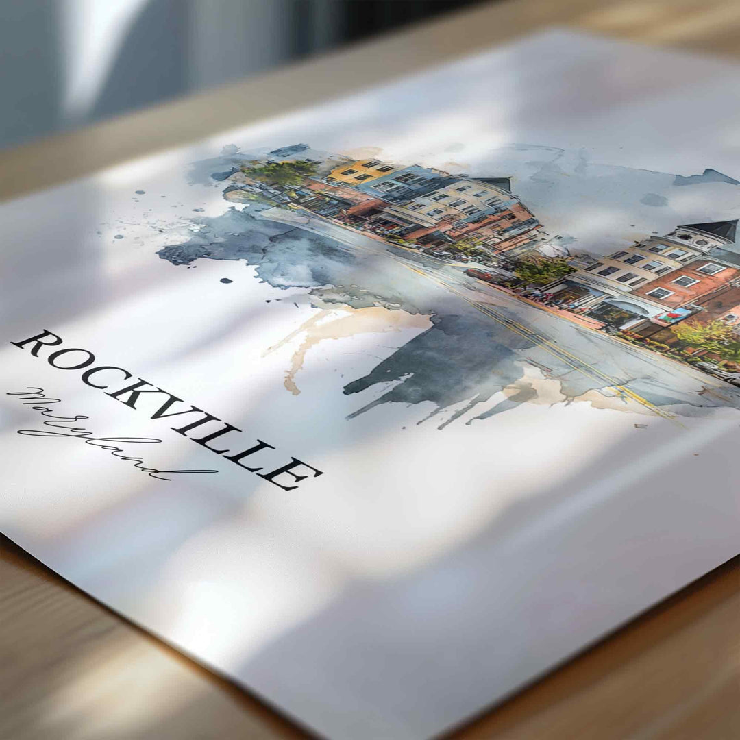 Rockville, Maryland, USA – Watercolor Art Print