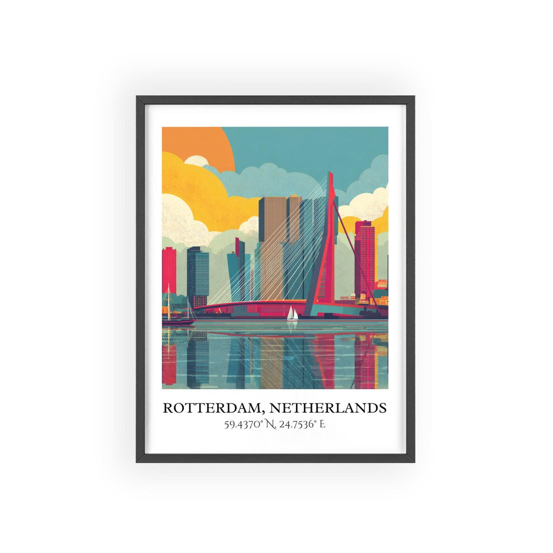 Rotterdam Art, Rotterdam Retro Travel Art, Rotterdam Home Decor, Rotterdam Gift, Netherlands Travel Art, Travel Prints, Housewarming Gift