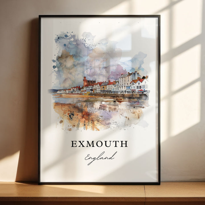 Exmouth England Art, Exmouth Print, Exmouth Watercolor Art, Exeter England Gift,