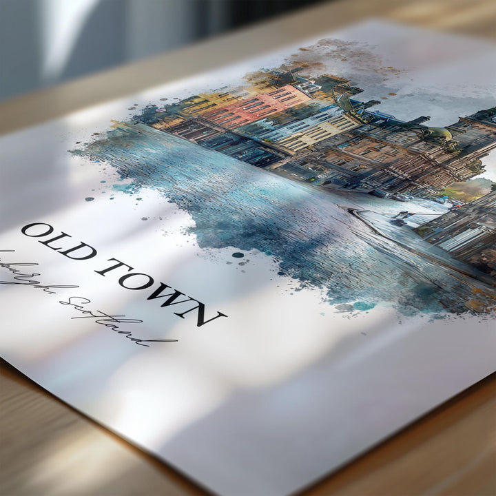 Edinburgh, Scotland – Watercolor Art Print of Old Town