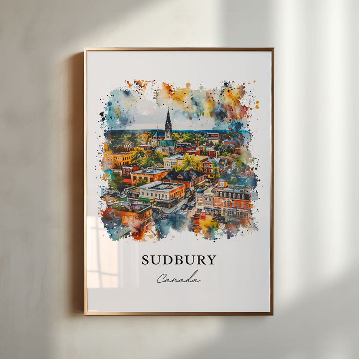 Sudbury Ontario Wall Art, Sudbury Canada Print, Sudbury Watercolor, Sudbury Ontario Gift,