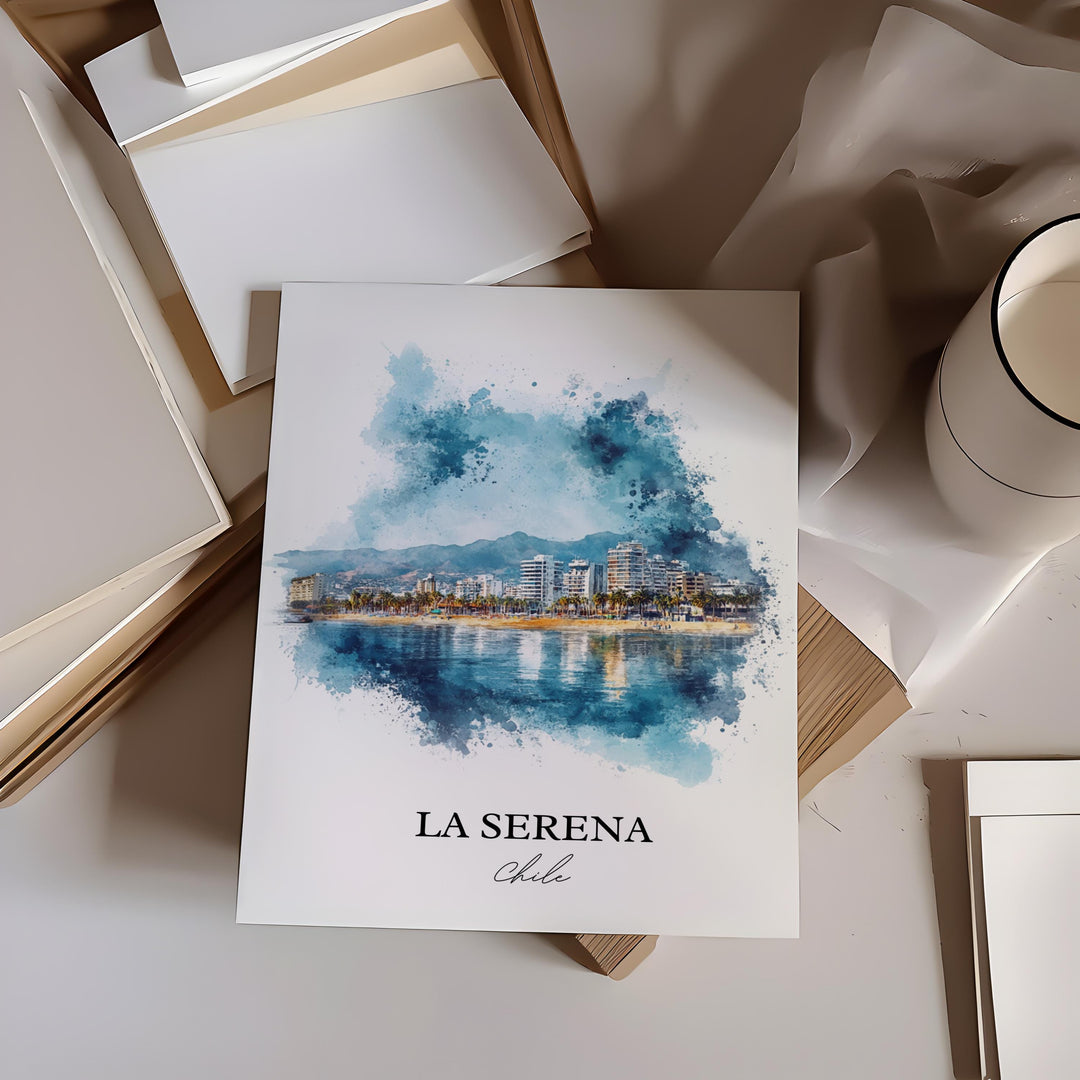 La Serena Chile Art, La Serena Print, Chile Watercolor Art, La Serena Chile Gift, Travel Print, Travel Poster, Housewarming Gift