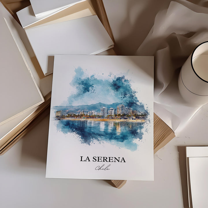 La Serena Chile Art, La Serena Print, Chile Watercolor Art, La Serena Chile Gift, Travel Print, Travel Poster, Housewarming Gift
