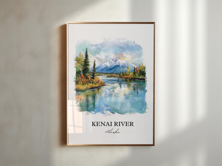 Kenai River Wall Art, Anchorage AK Print, Alaska Watercolor Art, Kenai River Alaska Gift, Travel Print, Travel Poster, Housewarming Gift