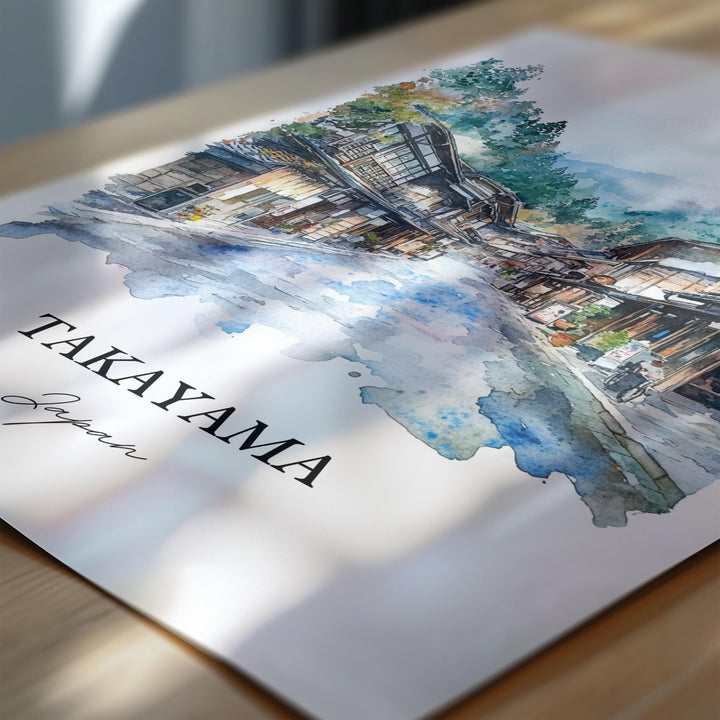 Takayama Wall Art, Takayama Japan Print, Gifu Prefecture Watercolor Art, Takayama Gift, Travel Print, Travel Poster, Housewarming Gift