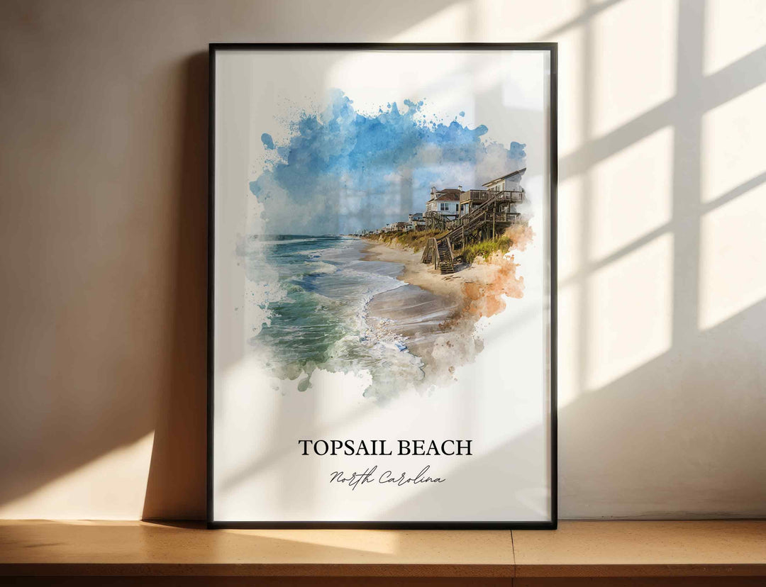 Topsail Beach, NC – Watercolor Art Print