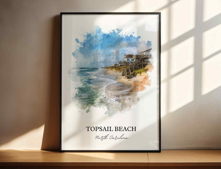 Topsail Beach, NC – Watercolor Art Print
