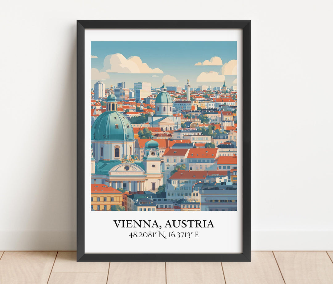 Vienna Austria Art, Vienna Retro Travel Art, Vienna Home Decor, Vienna Austria Gift, Austria Travel Art, Travel Prints, Housewarming Gift