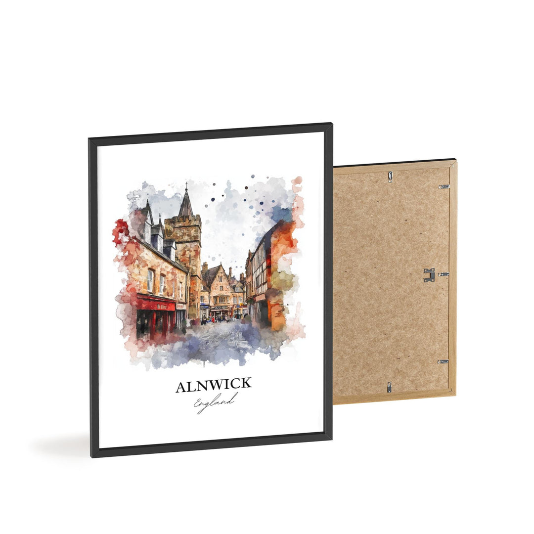Alnwick Wall Art, Northumberland Print, England Watercolor Art, Alnwick England Gift, Travel Print, Travel Poster, Housewarming Gift