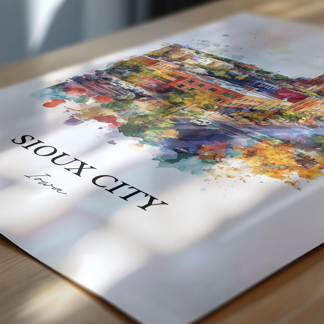 Sioux City Wall Art, Woodbury County Print, Iowa Watercolor Art, Sioux City Iowa Gift, Travel Print, Travel Poster, Housewarming Gift