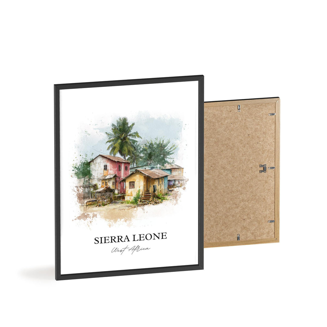 Sierra Leone Wall Art, Sierra Leone Print, Sierra Leone Watercolor Art, Sierra Leone Gift, Travel Print, Travel Poster, Housewarming Gift