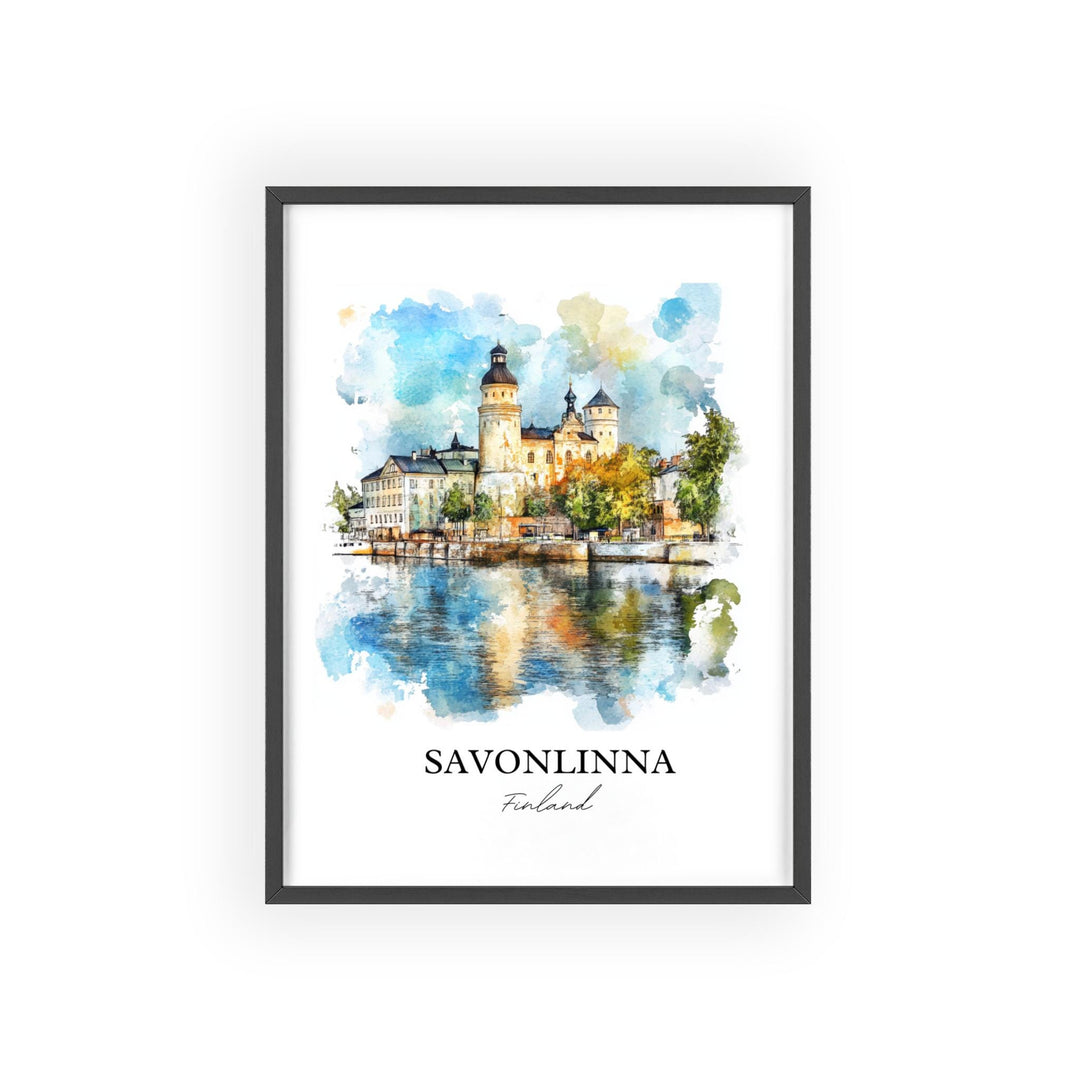 Savonlinna Wall Art, Finnish Lakeland Print, Finland Watercolor Art, Savonlinna Gift, Travel Print, Travel Poster, Housewarming Gift