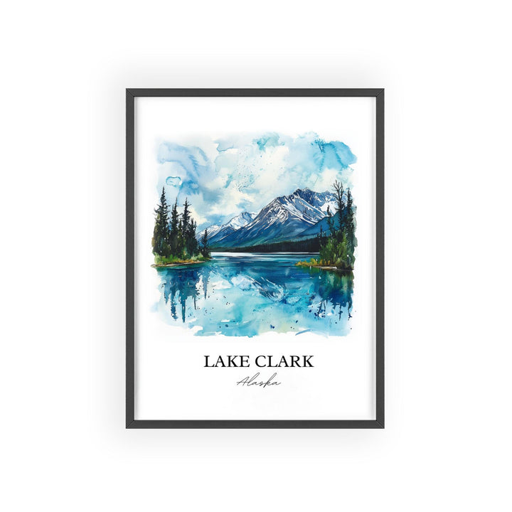 Lake Clark Wall Art, Anchorage Print, Lake Clark Alaska Watercolor Art, Lake Clark AK Gift, Travel Print, Travel Poster, Housewarming Gift