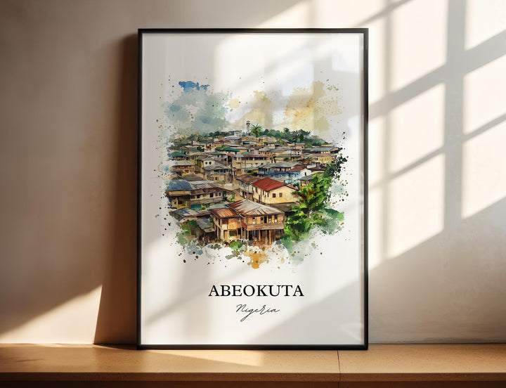 Abeokuta Wall Art, Ogun State Nigeria Print, Nigeria Watercolor Art, Abeokuta Nigeria Gift, Travel Print, Travel Poster, Housewarming Gift