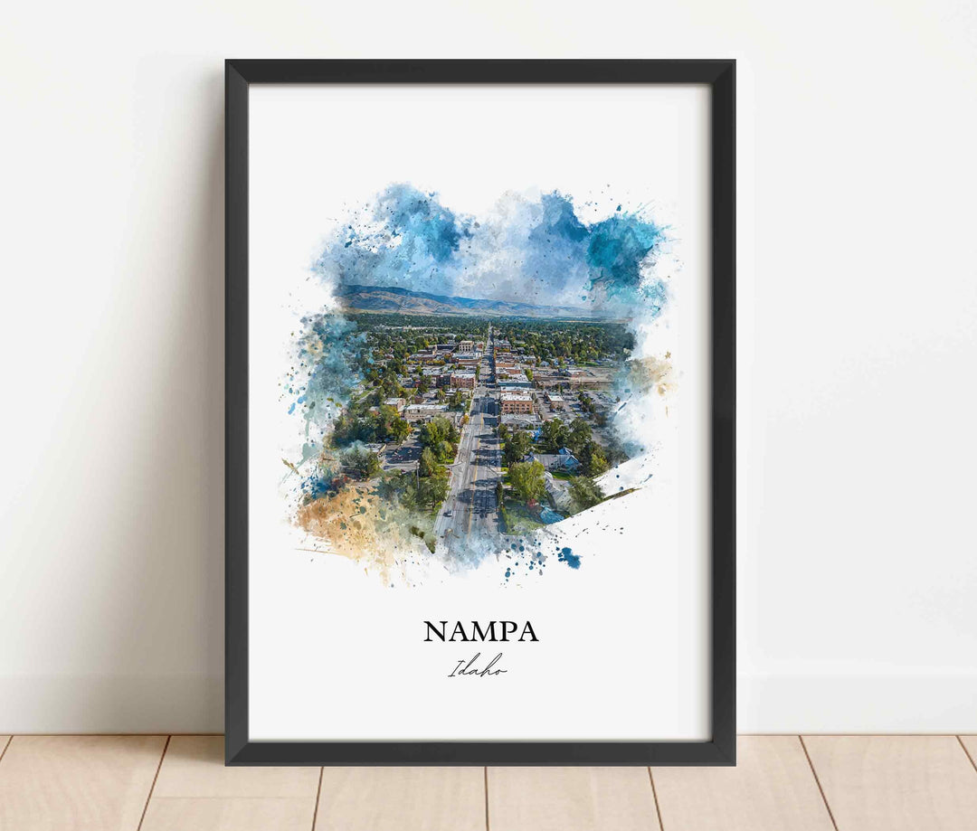 Nampa Idaho Wall Art, Nampa Print, Idaho Watercolor Art, Nampa Idaho Gift, Travel Print, Travel Poster, Housewarming Gift