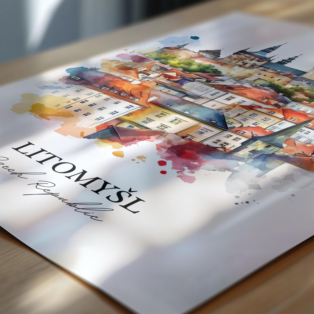 Litomysl Wall Art, Svitavy District Print, Czech Republic Watercolor Art, Litomysl Gift, Travel Print, Travel Poster, Housewarming Gift