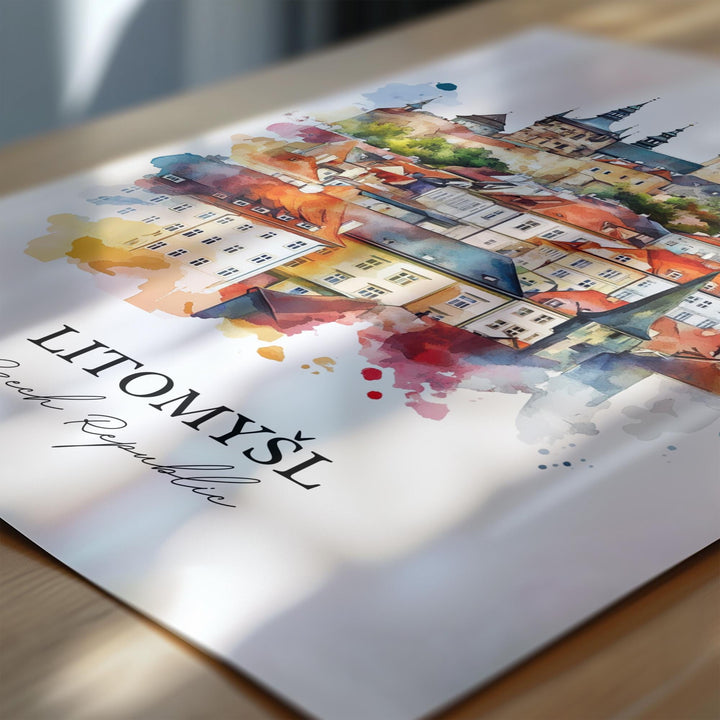 Litomysl Wall Art, Svitavy District Print, Czech Republic Watercolor Art, Litomysl Gift, Travel Print, Travel Poster, Housewarming Gift
