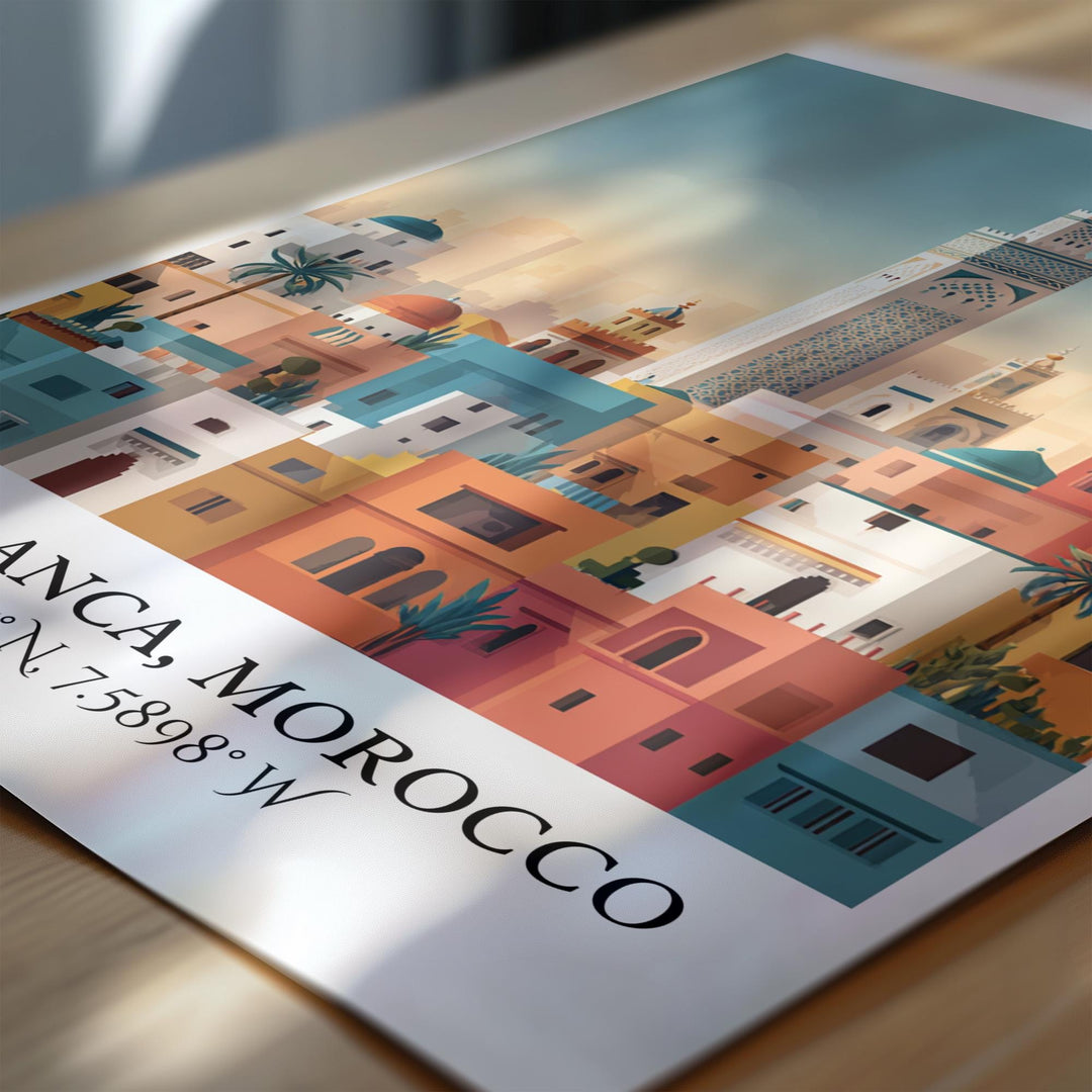 Casablanca Art, Casablanca Retro Travel Art, Casablanca Morocco Decor, Morocco Gift, Morocco Travel Art, Travel Prints, Housewarming Gift