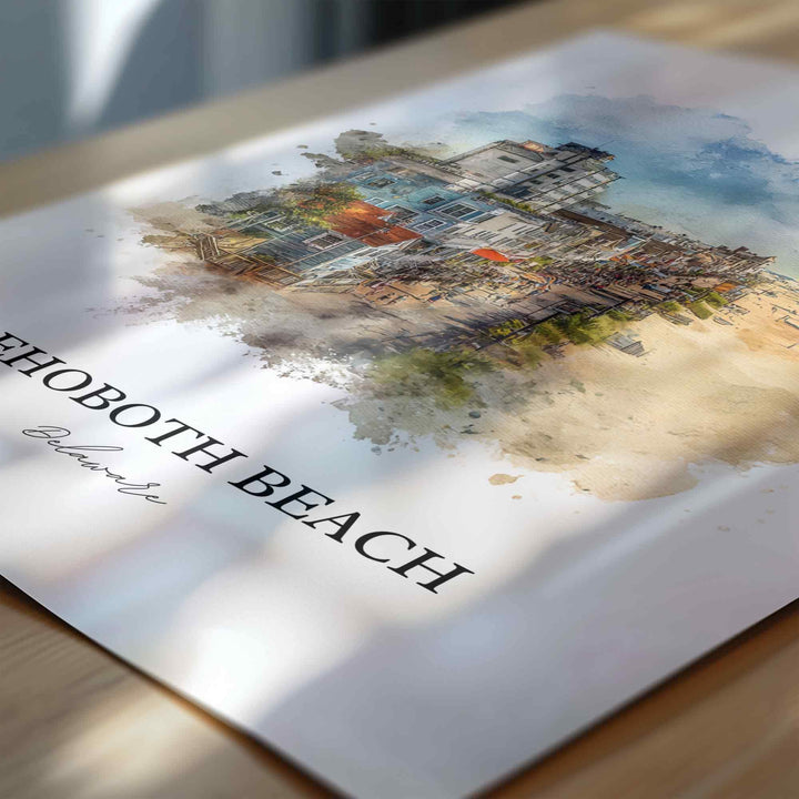 Rehoboth Beach, Delaware – Watercolor Art Print