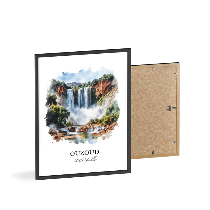 Ouzoud Waterfalls Wall Art, Azilal Print, Morocco Watercolor Art, Ouzoud Waterfalls Gift, Travel Print, Travel Poster, Housewarming Gift