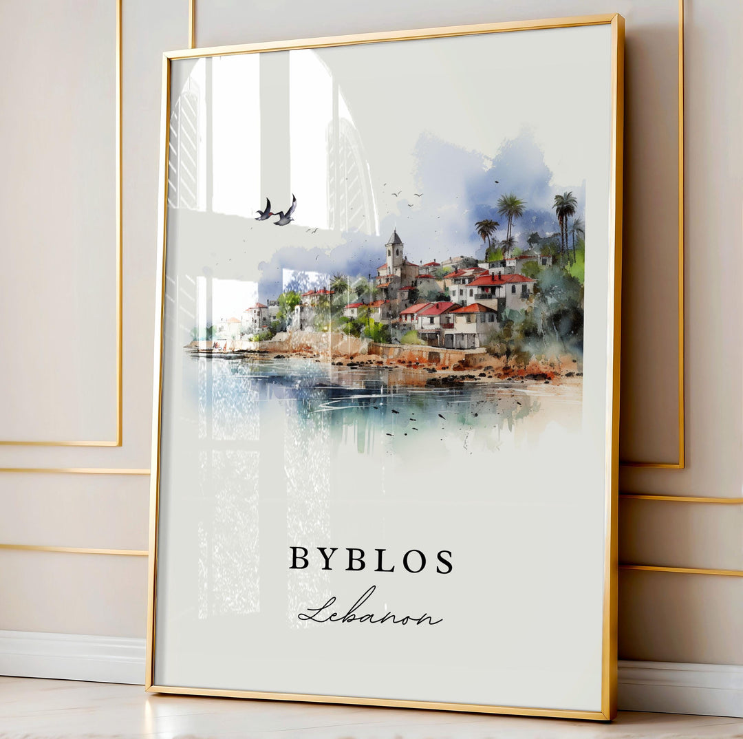 Byblos Lebanon wall art - Lebanon, Byblos poster, Byblos Wedding gift, Byblos Birthday present, Custom Text, Personalized Gift